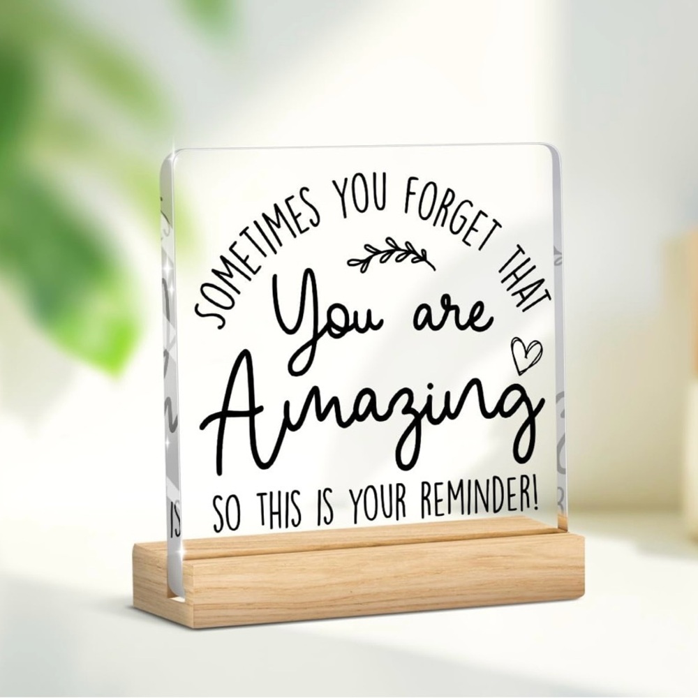 Inspirational Acrylic Sign with Wooden Base - Picture 1 of 7